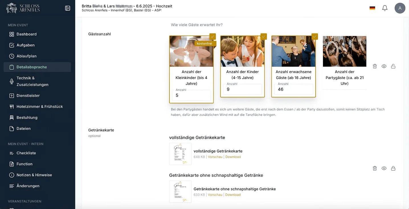 beevent Detailabsprache – Hochzeitsdekoration